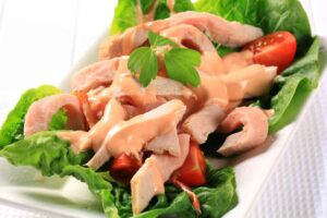 Tiritas de pavo con verduras