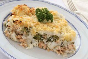 Pastel de berenjenas, patatas y bacalao