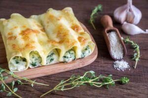 Canelones vegetarianos con espinacas