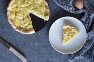 Quiche light de puerros y patatas