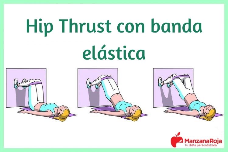 Mujer hace hip thrust con una banda elastica