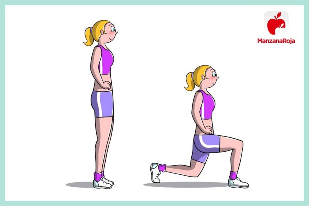 Mujer hace estocadas dentro de una serie de ejercicios Body Pump
