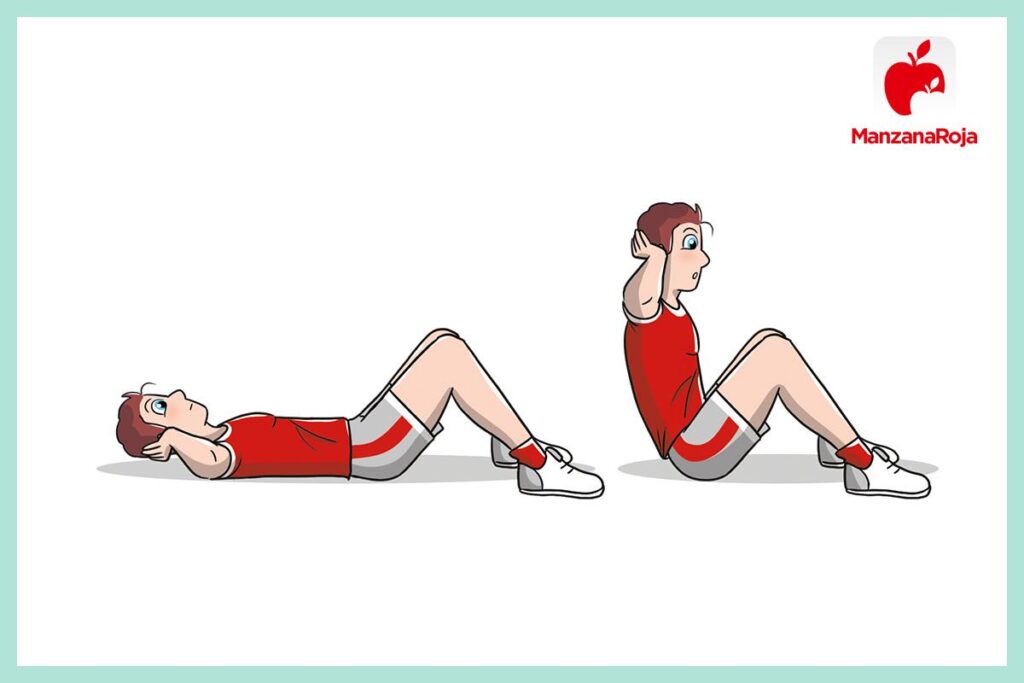Hombre hace el recorrido completo del sit-up