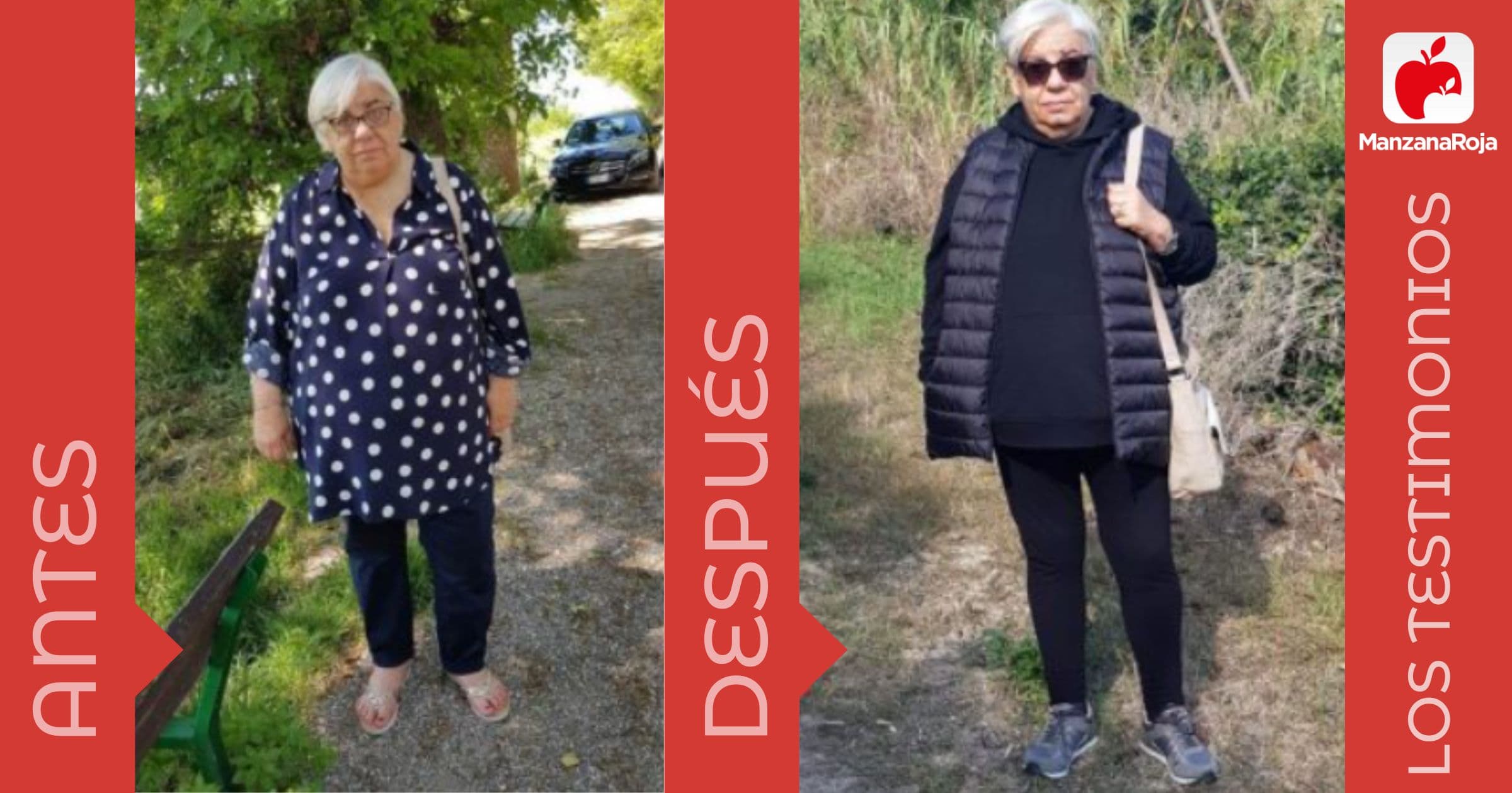 patricia antes y después de usar la app ManzanaRoja para perder peso
