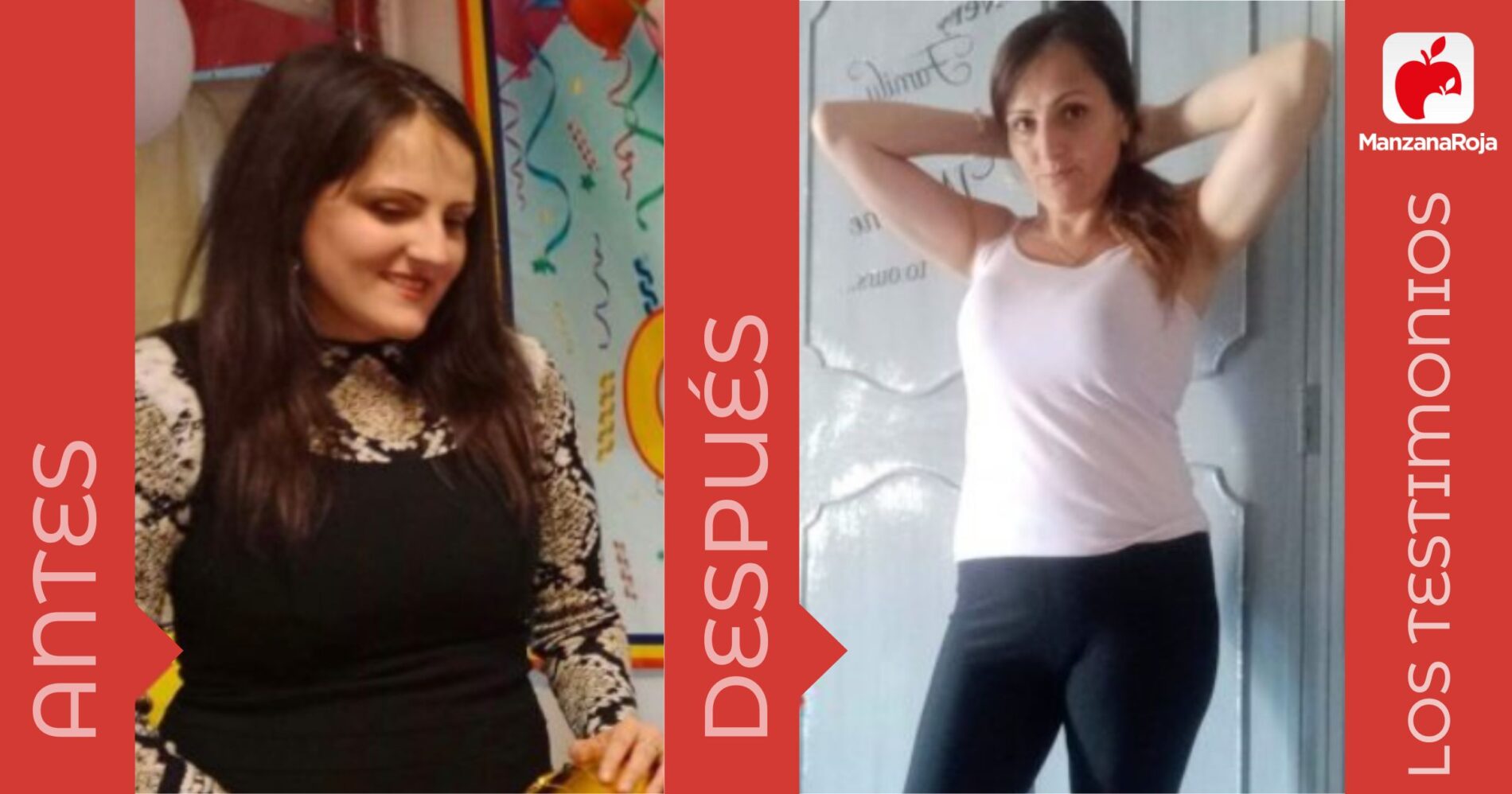 Raquel antes y después de usar la app ManzanaRoja para perder peso